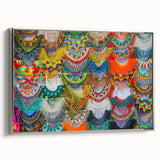 Landscape art painting of Oaxaca, Mexico, featuring colorful scenery on a silver-framed canvas, ideal for living room decor.