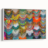 Vintage poster art of Oaxaca, Mexico scenery on extra large framed canvas, featuring colorful art against a black background.