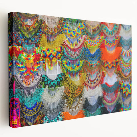 Large canvas print of Oaxaca, Mexico scenery in vibrant earth tones, suitable for kitchen wall art.
