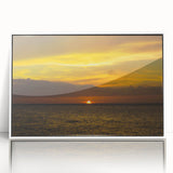 Framed acrylic print of a Quintana Roo scenery in art deco style, with soft blue and green colors.