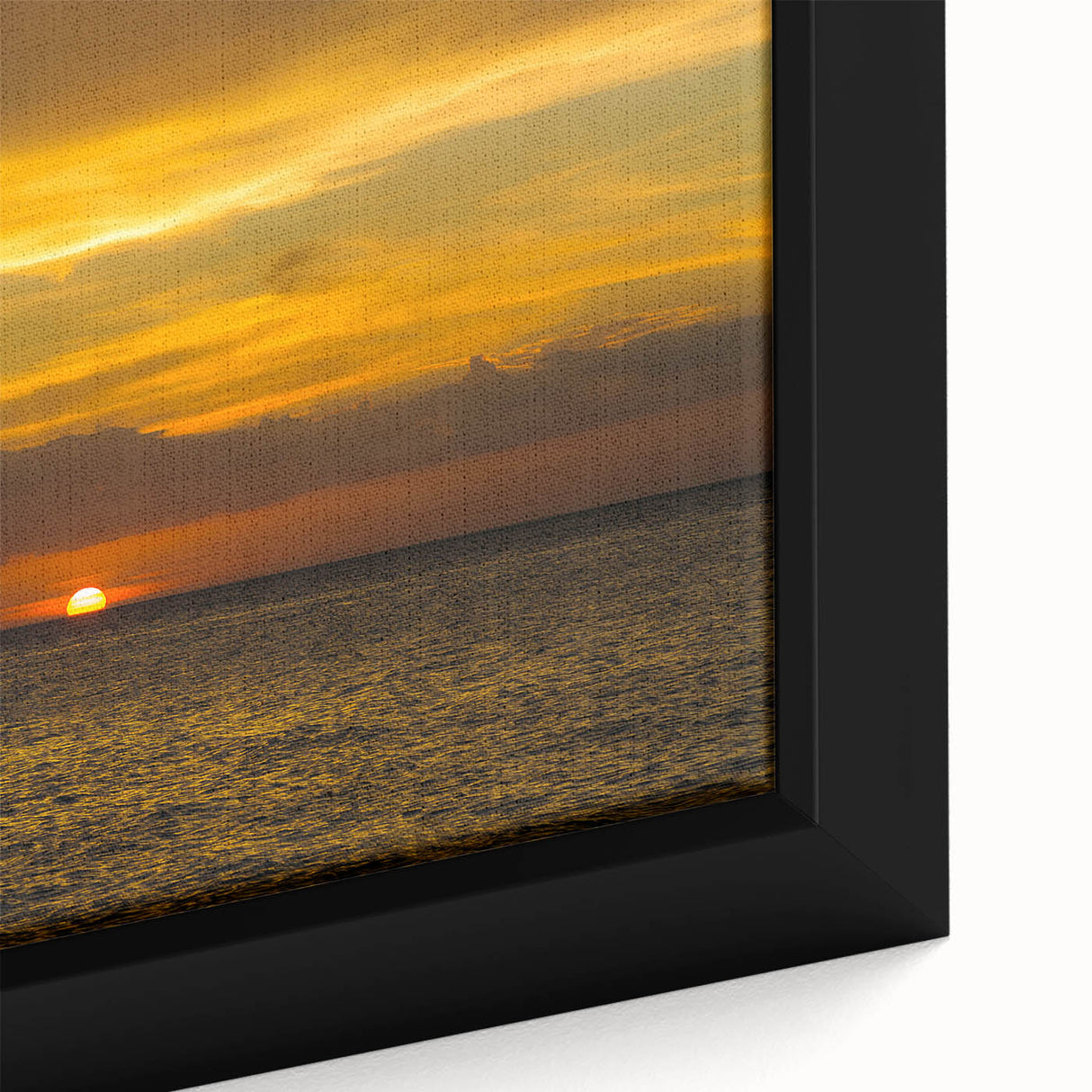 Extra large framed canvas depicting a textured scenery of Quintana Roo, Mexico, in black with vibrant colorful accents.