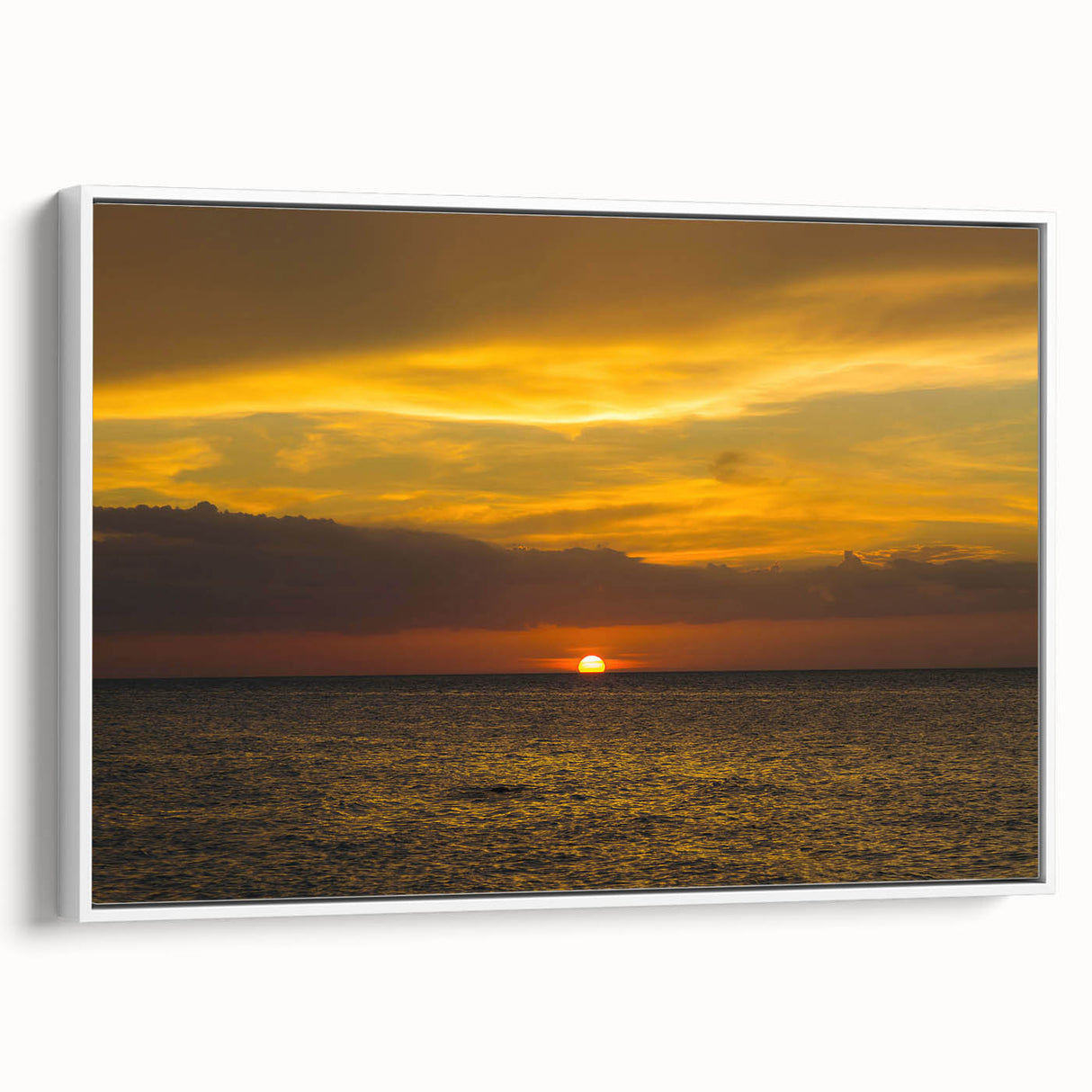 Vintage poster art of Quintana Roo scenery on a framed canvas, featuring vibrant colors, ideal for living room decor.