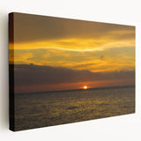Side view of a stretched canvas featuring a scenic Quintana Roo landscape in vibrant green and blue tones.