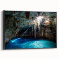Black and white landscape painting of Yucatan on framed canvas, ideal for bedroom wall decor.