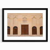 Colorful abstract art print of Dubai skyline in vibrant shades on a large canvas, ideal for living room decor.