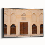 Black and white framed canvas of Dubai skyline, featuring prominent skyscrapers, ideal for bedroom wall art.