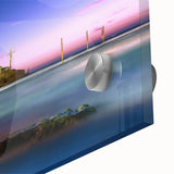 Large abstract depiction of a Middle Eastern scenery in muted earth tones on acrylic glass, suitable as dining room art.