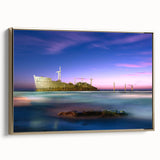 Framed canvas depicting a vintage-style landscape of Middle Eastern scenery, with gold and black tones.
