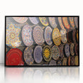 Large abstract wall art depicting Jerusalem skyline in muted earth tones on a framed acrylic.