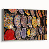 Framed canvas landscape art painting depicting a vintage-style Jerusalem scene in muted earth tones.