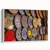 Vintage poster art of Jerusalem scenery in vibrant colors on a large framed canvas, suitable for living room decor.