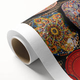 Art deco poster of Jerusalem skyline in muted gold and brown tones on rolled canvas, suitable as nursery wall art.