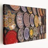 Large stretched canvas featuring a detailed Jerusalem cityscape in muted earth tones, ideal for kitchen wall art.