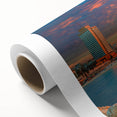 Art Deco poster of Tel Aviv skyline in pastel shades on rolled canvas, ideal for nursery wall art.