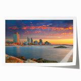 Extra large rolled print of Tel Aviv scenery in muted earth tones, ideal for art wall dining room.