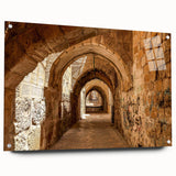 Acrylic glass print of a Middle Eastern scenery in muted earth tones, suitable for bedroom or dining room decor.