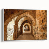 Vintage poster art of a Middle Eastern scenery on framed canvas, featuring colorful art in extra large size.