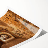 Extra large rolled print of line art flowers in muted green and yellow, ideal for large living room wall art.