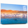 Acrylic glass print of a Middle Eastern desert landscape in warm earth tones, suitable for bedroom or dining room decor.