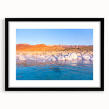 Colorful abstract art print of a Middle Eastern landscape in vibrant hues on a large textured canvas.