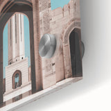 Large abstract wall art featuring a Middle Eastern Oman scenery in muted earth tones on acrylic glass.