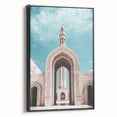 Black and white framed canvas of a Middle-Eastern landscape, ideal for bedroom wall decor.