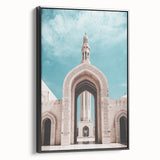 Black and white framed canvas of a Middle-Eastern landscape, ideal for bedroom wall decor.