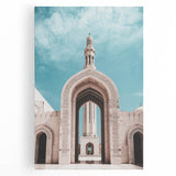 Black and white photograph of Oman scenery on large stretched canvas, ideal for kitchen wall art.