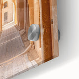 Large abstract wall art featuring a mid-century modernist depiction of Saudi Arabian scenery in muted earth tones.