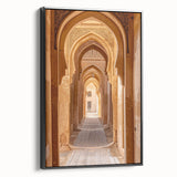 Black and white framed canvas featuring a vintage landscape of Saudi Arabia, ideal for bedroom wall decor.