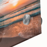 Large abstract wall art of Abu Dhabi skyline in muted earth tones on acrylic glass, ideal for dining room ambiance.