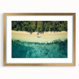 Extra large abstract art print depicting an oceanic scene in textured blues and greens on a framed canvas.