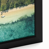 Framed canvas featuring a textured, colorful abstract design in black, ideal for extra large living room wall art.