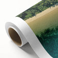 Art Deco style poster of an oceanic Fiji scenery in pastel shades, printed on rolled canvas, ideal for nursery wall art.