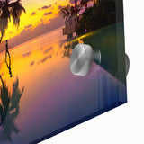 Acrylic print of an abstract oceanic scene in blue and turquoise.