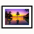 Abstract art print of French Polynesia in vibrant oceanic hues on a large textured canvas, ideal for living room decor.