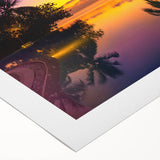 Art deco poster depicting the serene Bora Bora scenery on rolled canvas, in soft blue and green tones.