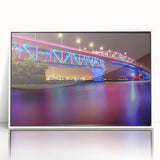 Modern art wall decor featuring Auckland skyline in muted gray and blue tones on a framed acrylic.