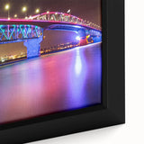 Extra large framed canvas of Auckland, New Zealand featuring textured black and colorful art, ideal for living room decor.