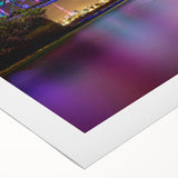 Art deco poster of Auckland skyline in muted gray and blue tones on rolled canvas, suitable for dining room wall art.