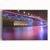 Black and white photograph of Auckland skyline on large stretched canvas, suitable for kitchen wall art.