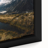 Extra large black wall art featuring a textured depiction of Canterbury, New Zealand, with vibrant colors.