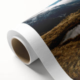 Art deco poster of Canterbury, New Zealand scenery on rolled canvas with muted earth tones, ideal for nursery wall art.