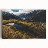 Black and white photograph of Canterbury, New Zealand on stretched canvas, ideal for kitchen wall art.