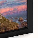Black wall art featuring a textured depiction of Otago, New Zealand, with vibrant colors on framed canvas.