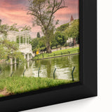 Framed canvas of Buenos Aires scenery in black with textured, colorful art accents, suitable for large living room walls.
