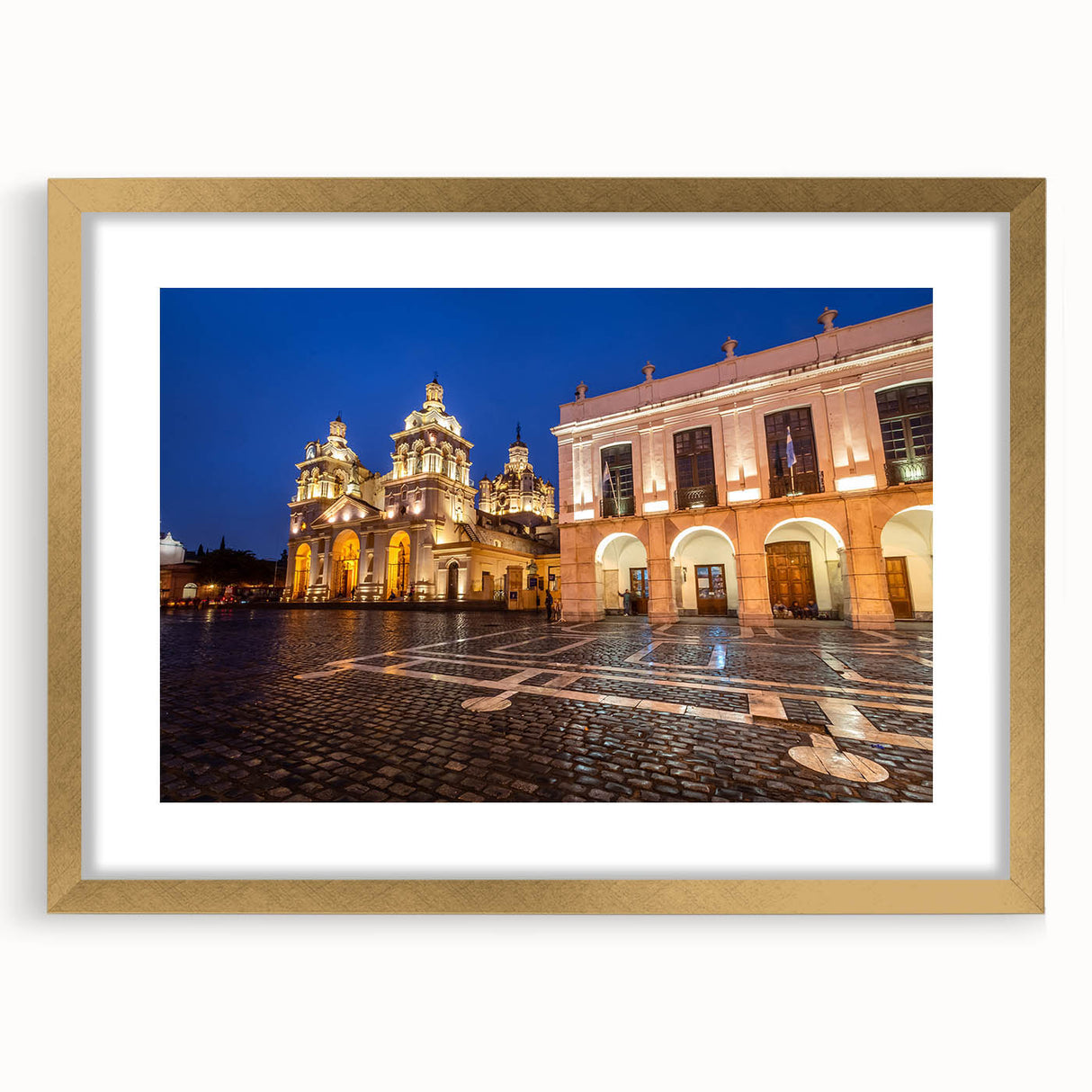 Extra large abstract art print featuring a textured depiction of a South American scenery, in muted earth tones.