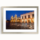 Textured abstract art print of an Argentinian landscape in muted earth tones, framed with a silver mat.