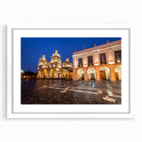 Abstract art print of Argentinian landscape in muted earth tones on a white framed canvas, suitable for dining room decor.