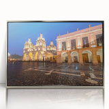 Mid-century modernist art of an Argentinian landscape in muted earth tones on a framed acrylic print.